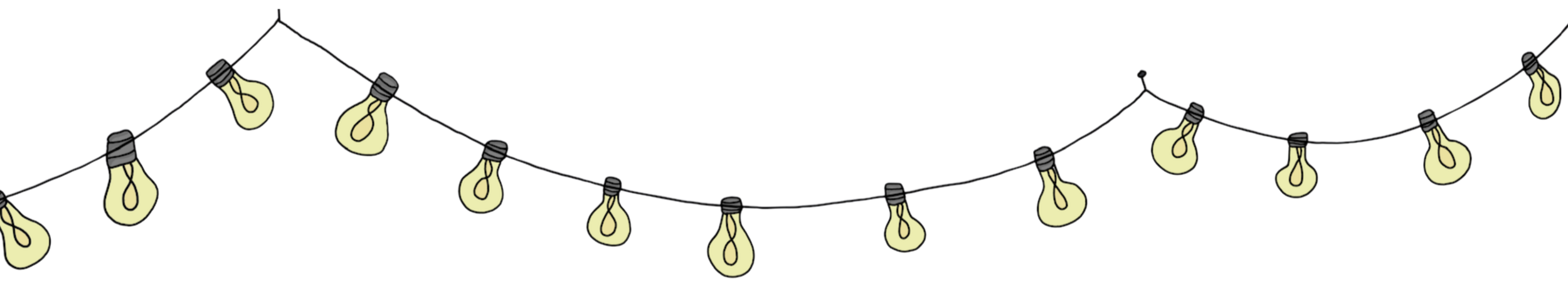 Yellow string lights for new ideas on how to think differently and needing to see growth by noticing patterns of behavior