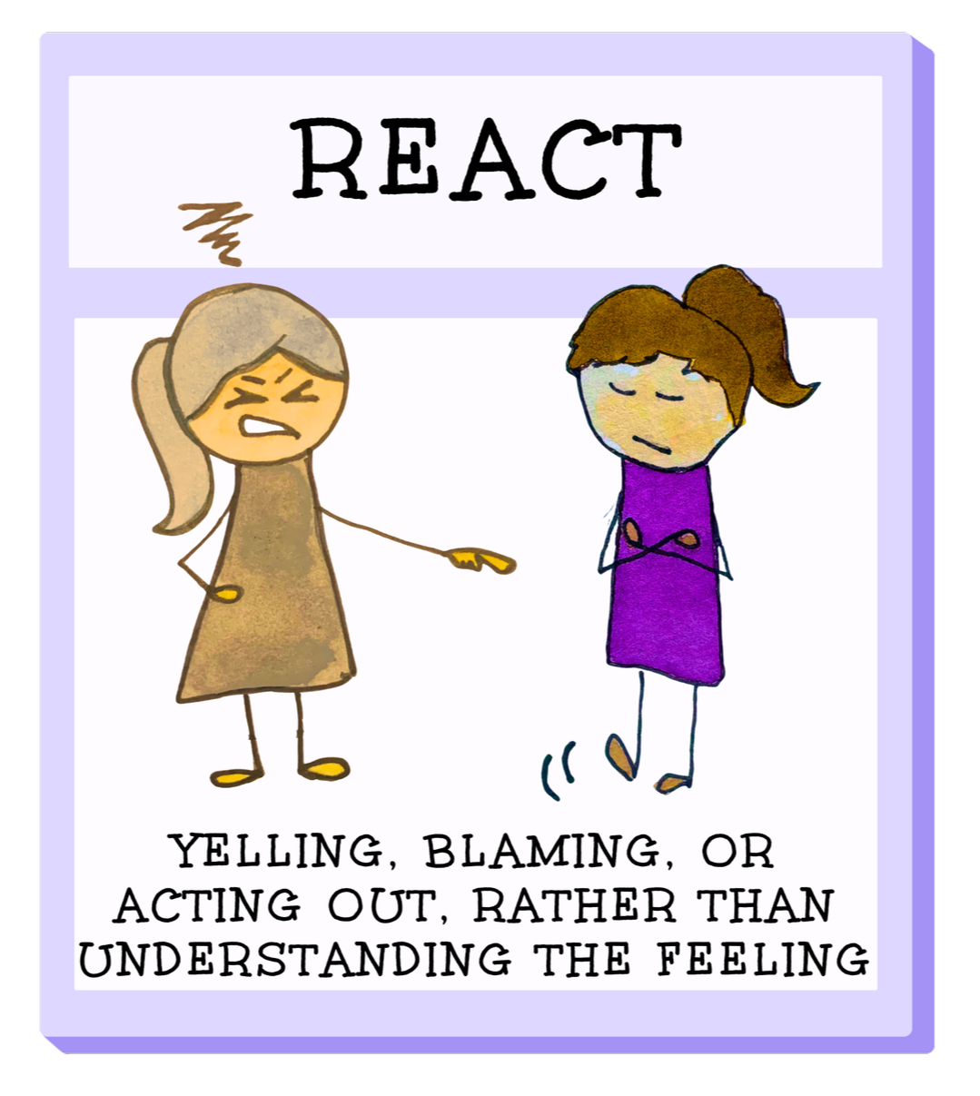 Two women reacting to one another by blaming, yelling, acting out rather than understanding feelings showing one way to cope with feelings