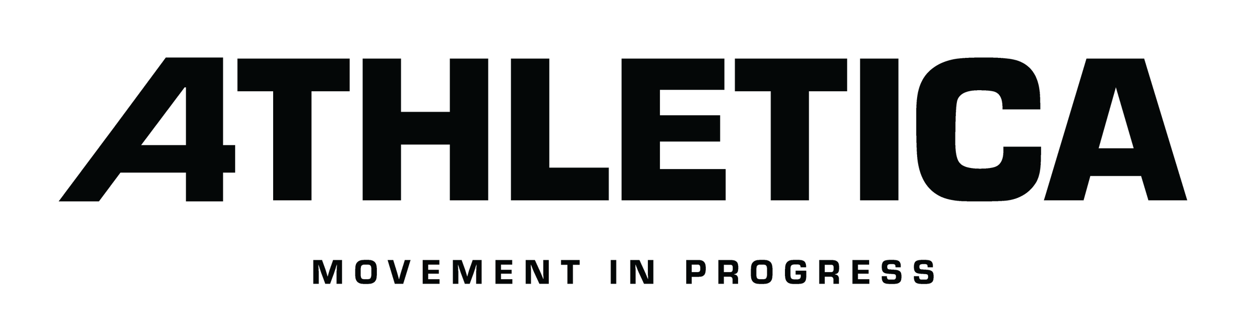 The text 'ATHLETICA' in large letters with the words 'MOVEMENT IN PROGRESS' underneath.