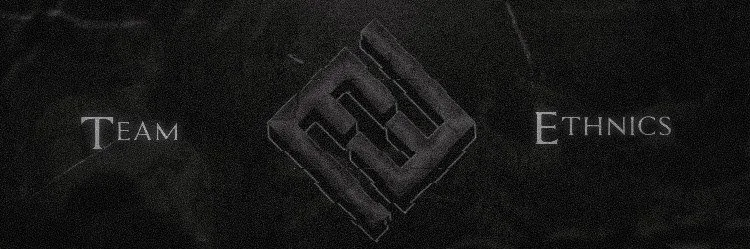 Banner with the words 'Team' on the left and 'Ethnics' on the right, and a central cryptic black emblem.
