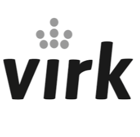 Virk logo with a crown above the text.