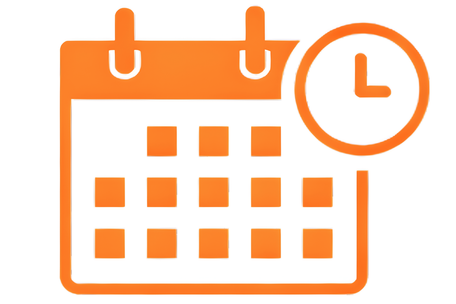 Calendar and clock icon representing fast scheduling for jobsite dumpster service