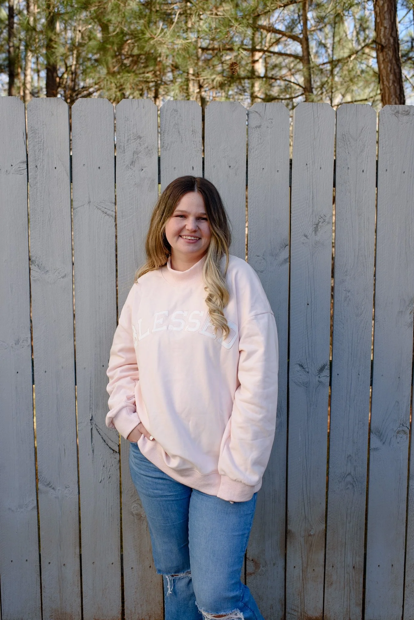 Light Pink BLESSED Sweatshirt