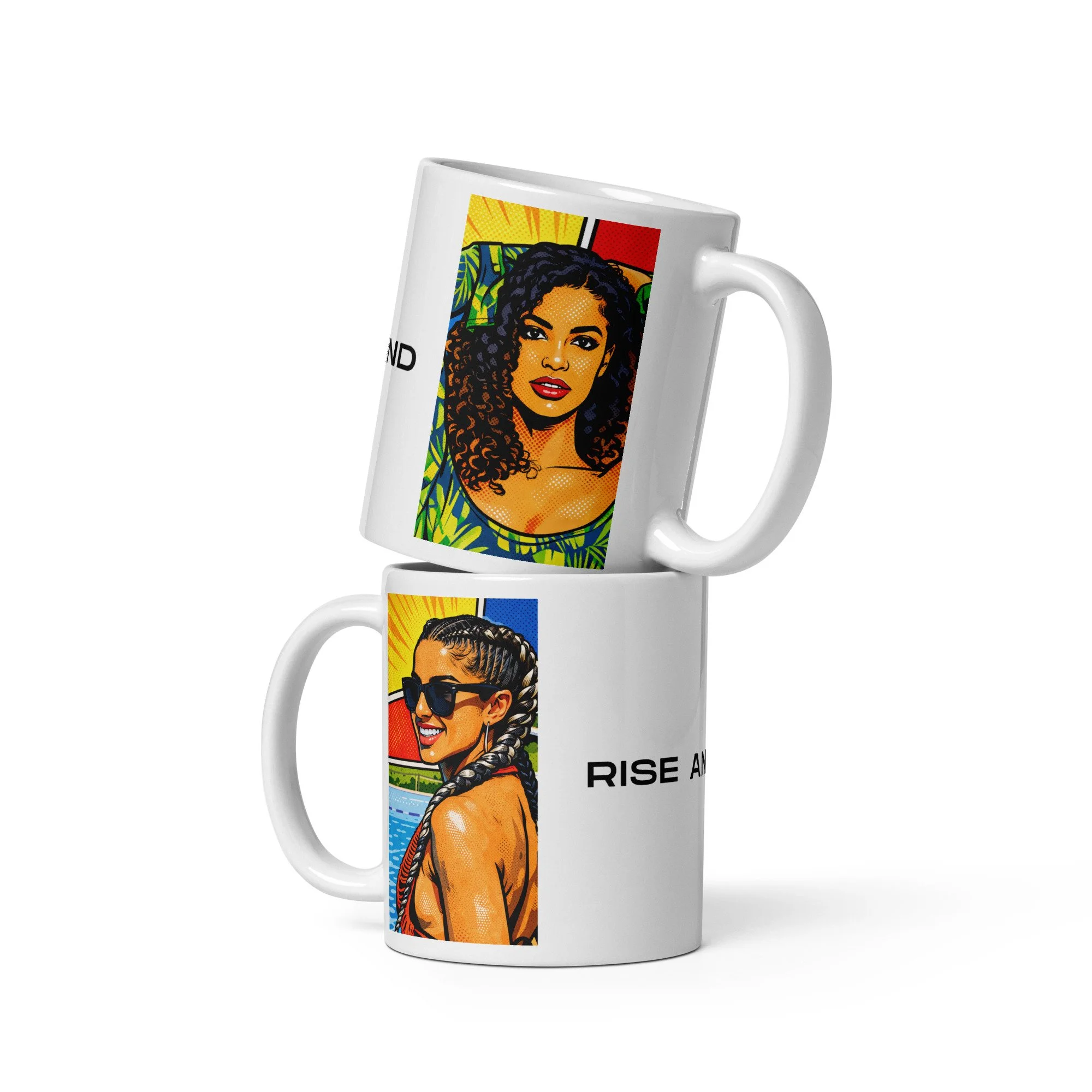 Rise and Grind White glossy mug