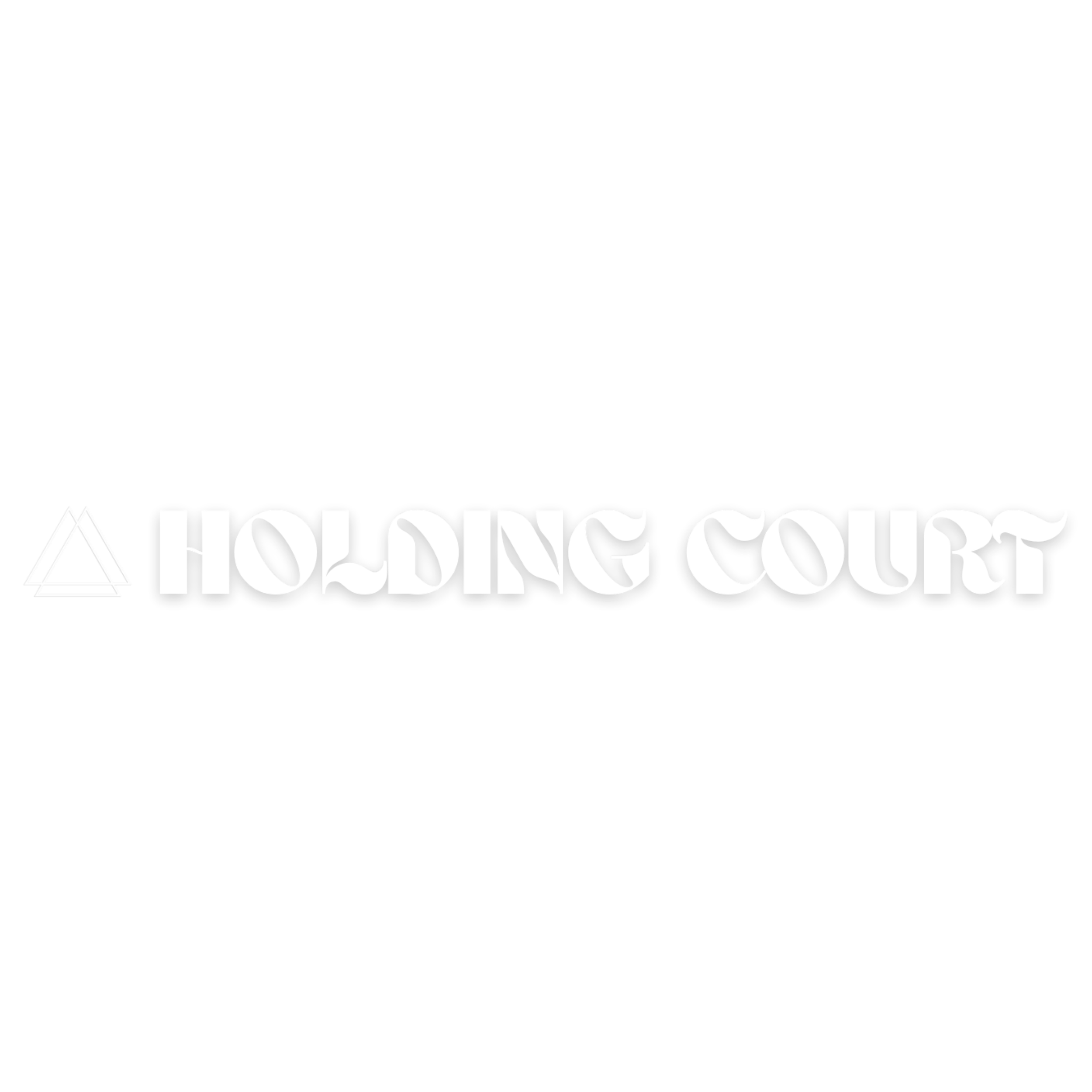 Logo for Holding Court with black background, geometric abstract icon on the left, and white stylized text reading 'Holding Court'.
