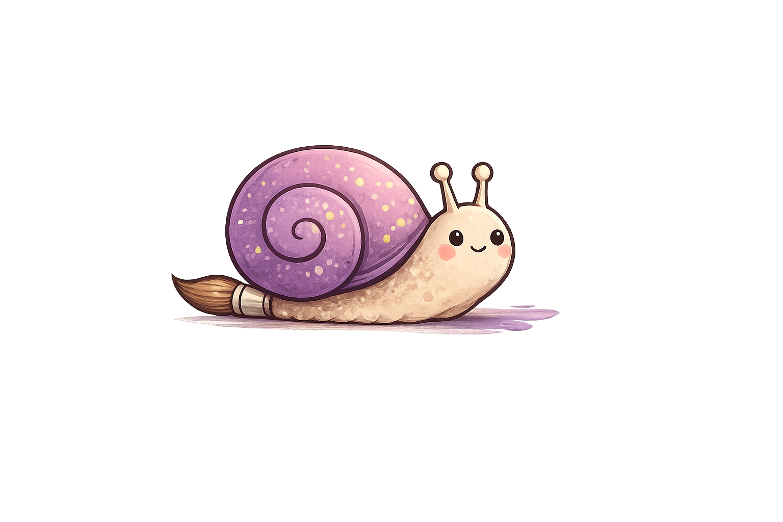 logo of snail with purple shell that has a paintbrush tail