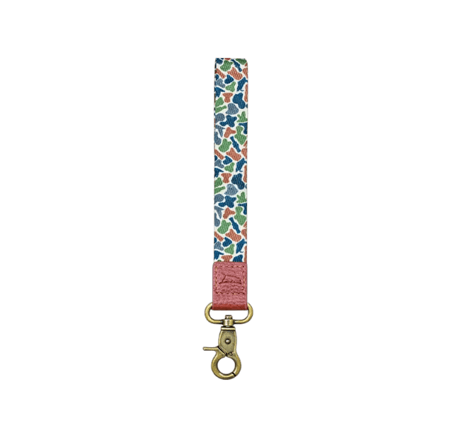 Scent South duck camo wrist lanyard with embossed leather logo and metal clasp, rugged wrist key holder for outdoor and daily carry