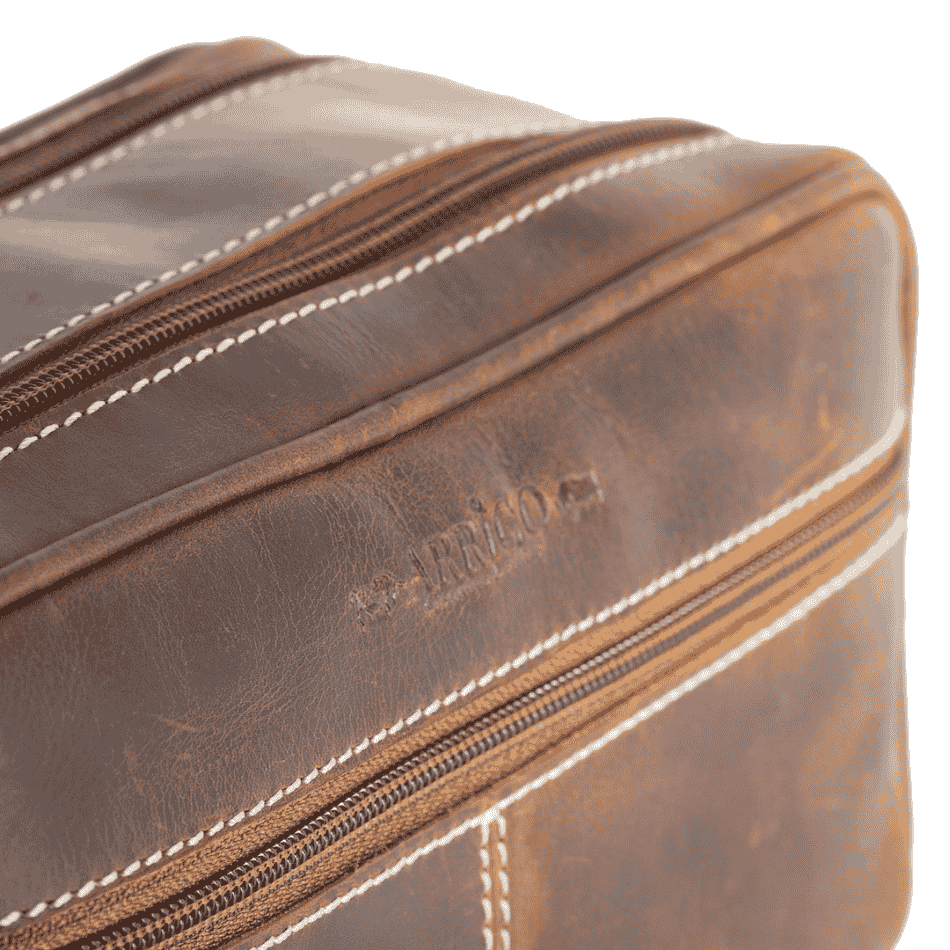Arrigo Leather Men's Toiletry Bag - Cognac (S).png