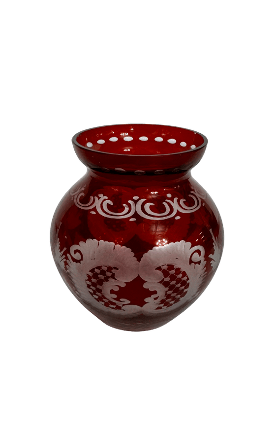 Elegant Red Vintage Glass Vase
