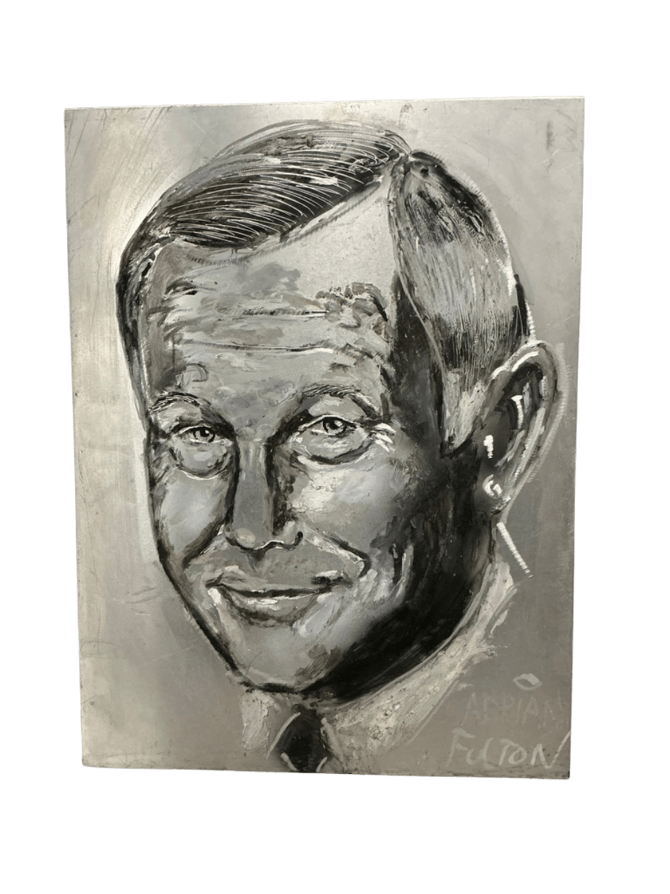 Adrian Fulton Hand-Engraved Johnny Carson Portrait on Aluminum