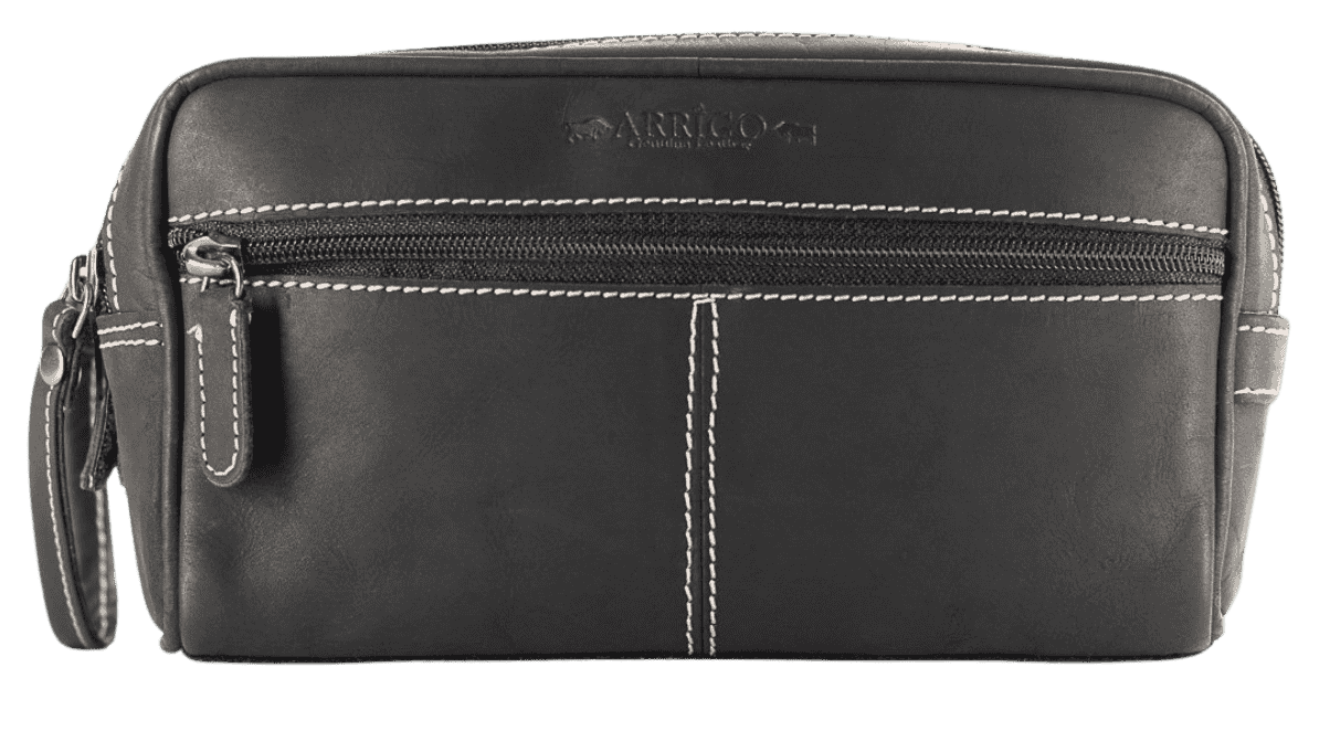 Arrigo Leather Men's Toiletry Bag - Black.png