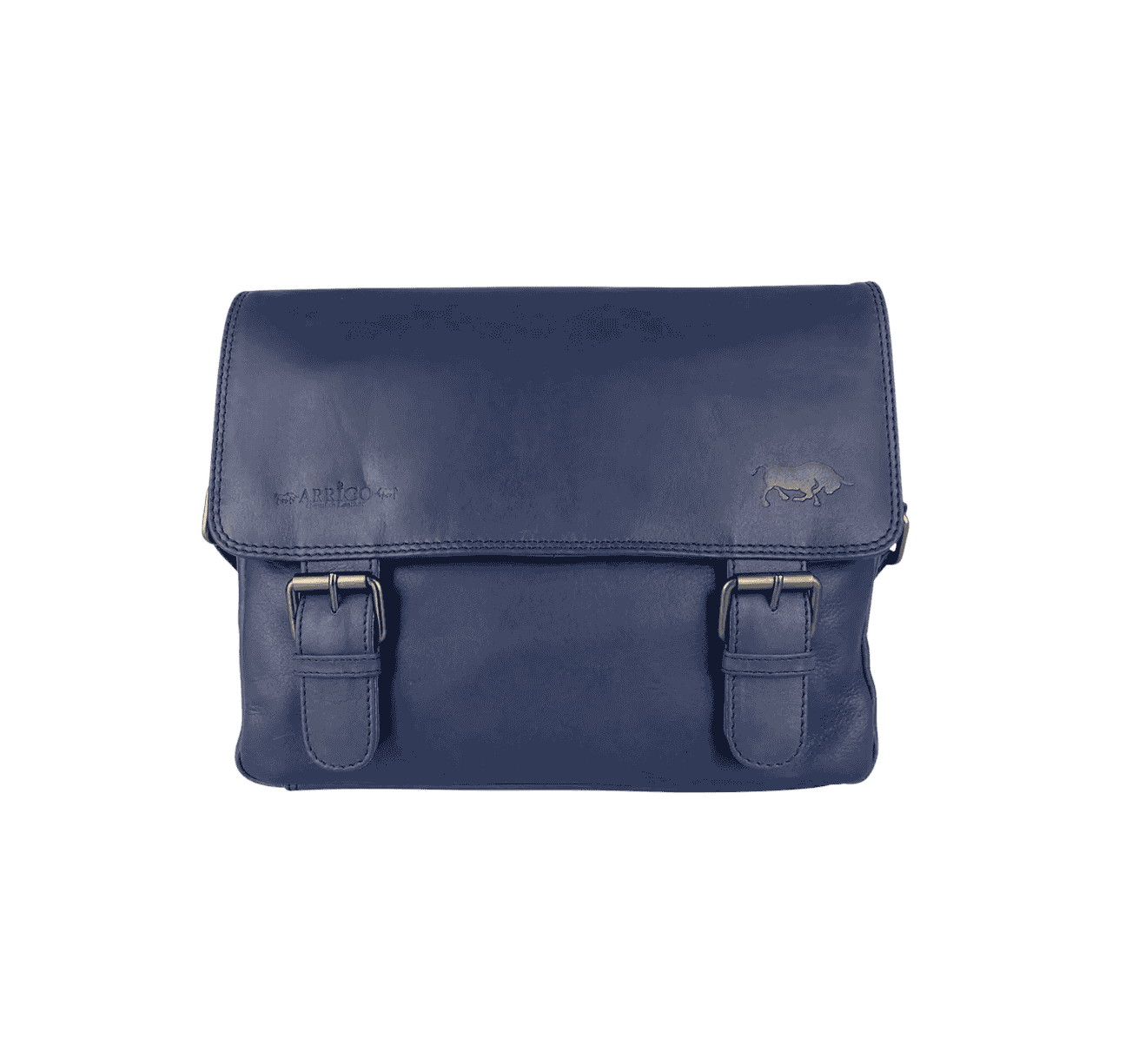 Arrigo Leather Messenger Bag — Legacy Navy