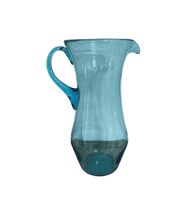Antique Hand-Blown Aqua Glass Pitcher