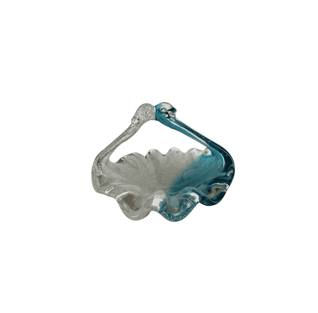 Antique Blue Art Glass Basket Bowl