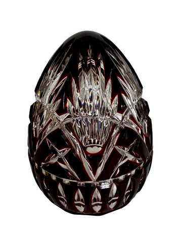 Vintage Hungarian Ruby Cut-to-Clear Crystal Egg