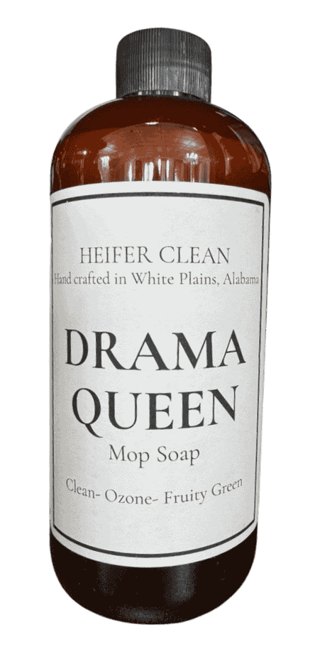 Heifer Clean Drama Queen mop soap luxury floor cleaner with clean ozone fruity green fragrance.
