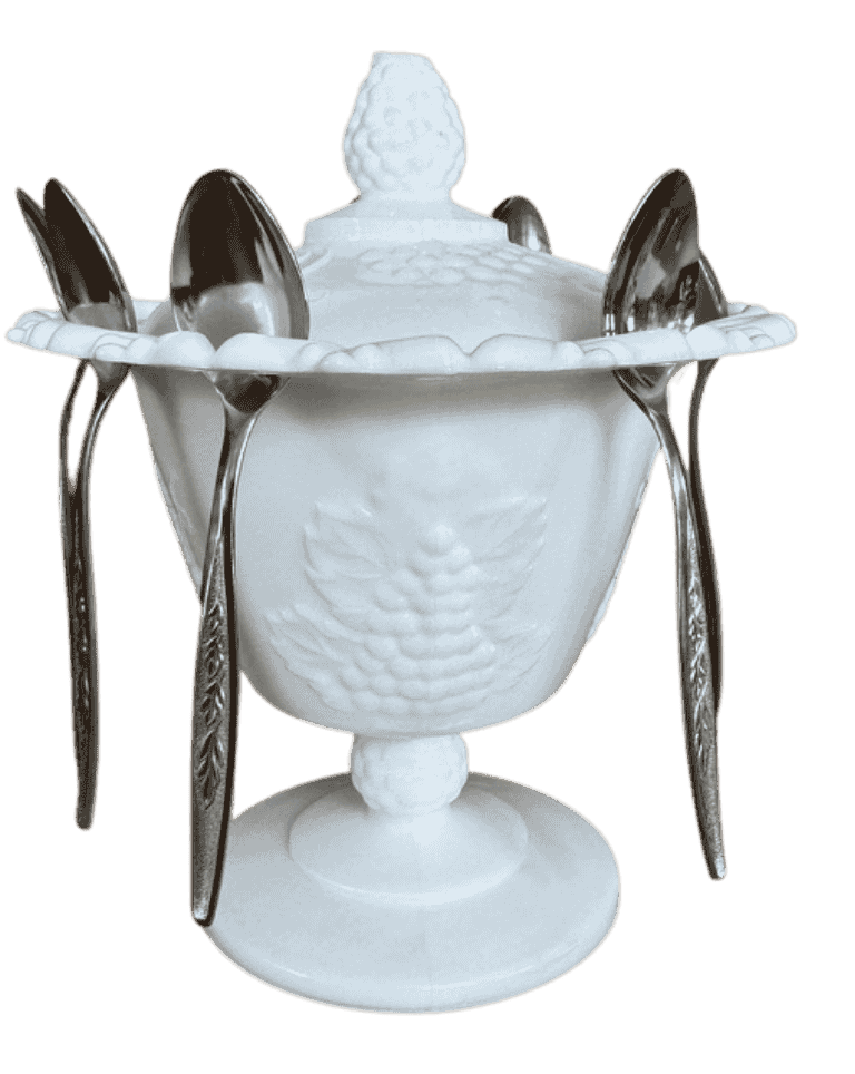 [Antique] Milk Glass Server with Spoons (F).png