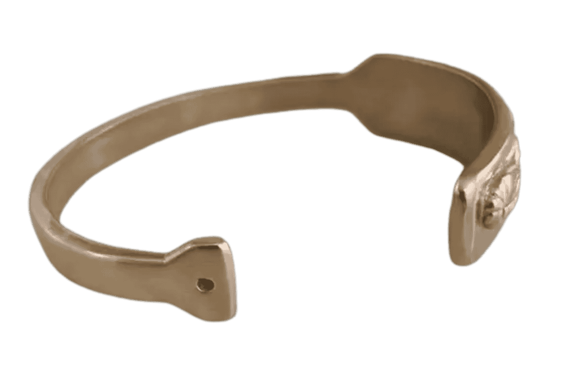 Handmade crawfish paddle cuff bracelet by MIMOSA Louisiana artisan jewelry.