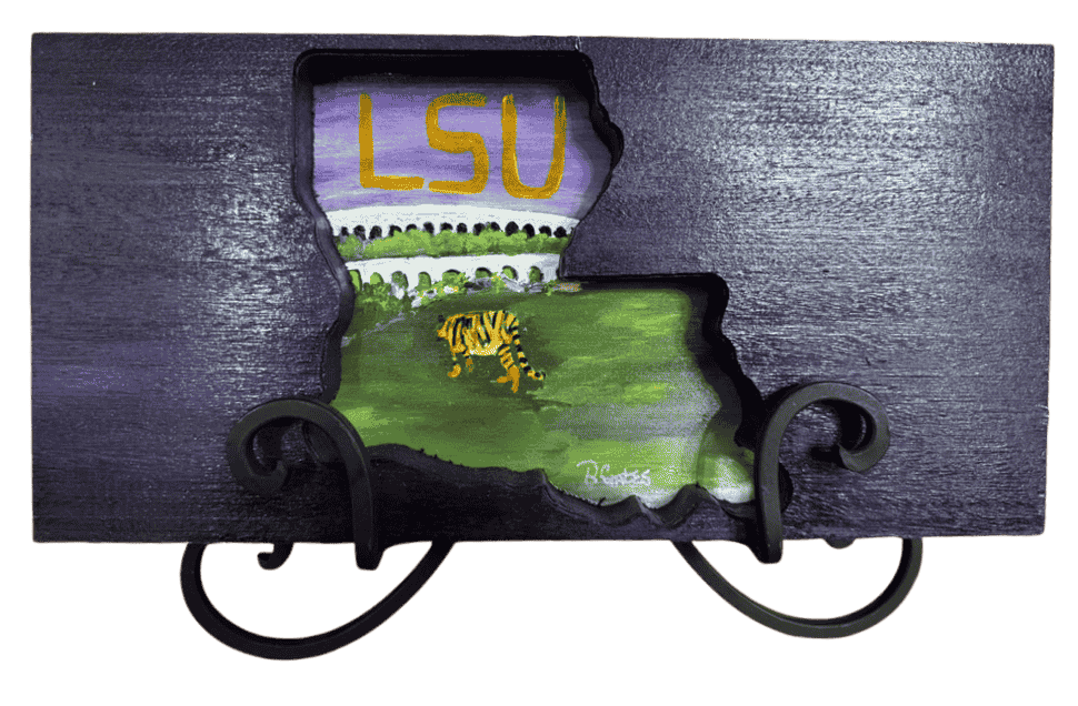 Handcrafted Louisiana LSU Reclaimed Wood Art