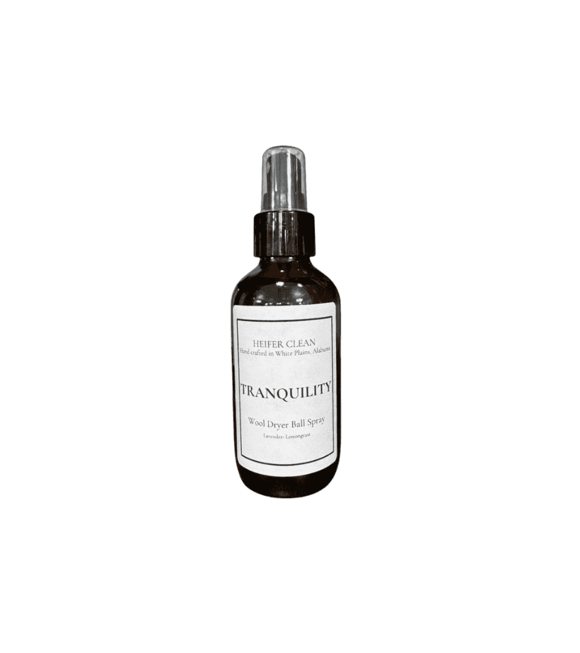 Tranquility — Heifer Clean Tranquility wool dryer ball spray with lavender lemongrass fragrance.