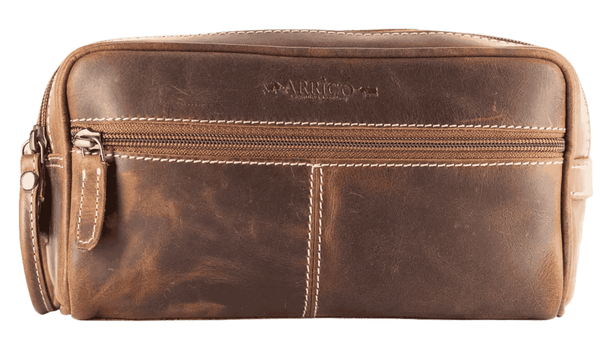 Arrigo Leather Men's Toiletry Bag - Cognac.png