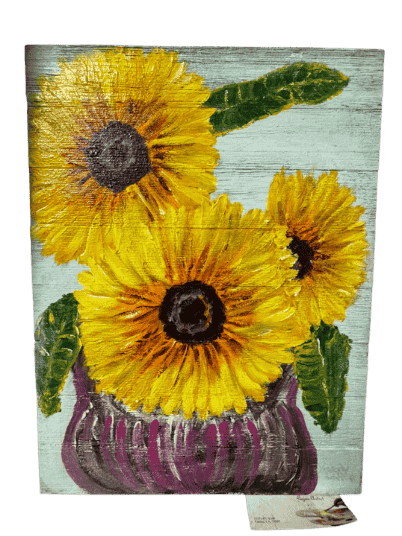 Sunflowers on Reclaimed Wood — Acrylic Painting by Beverly Lafleur