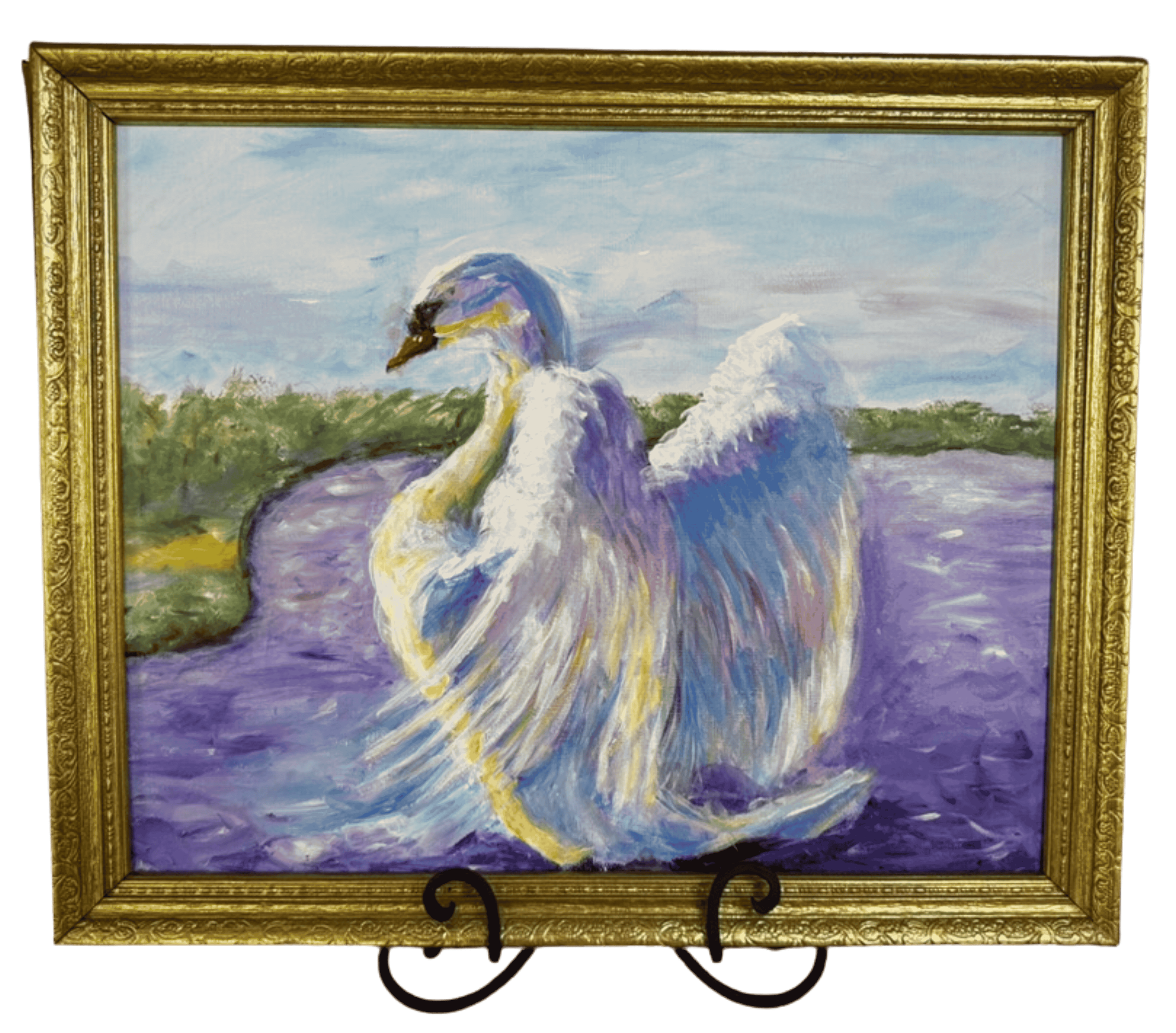 Bathing Swan Acrylic Painting