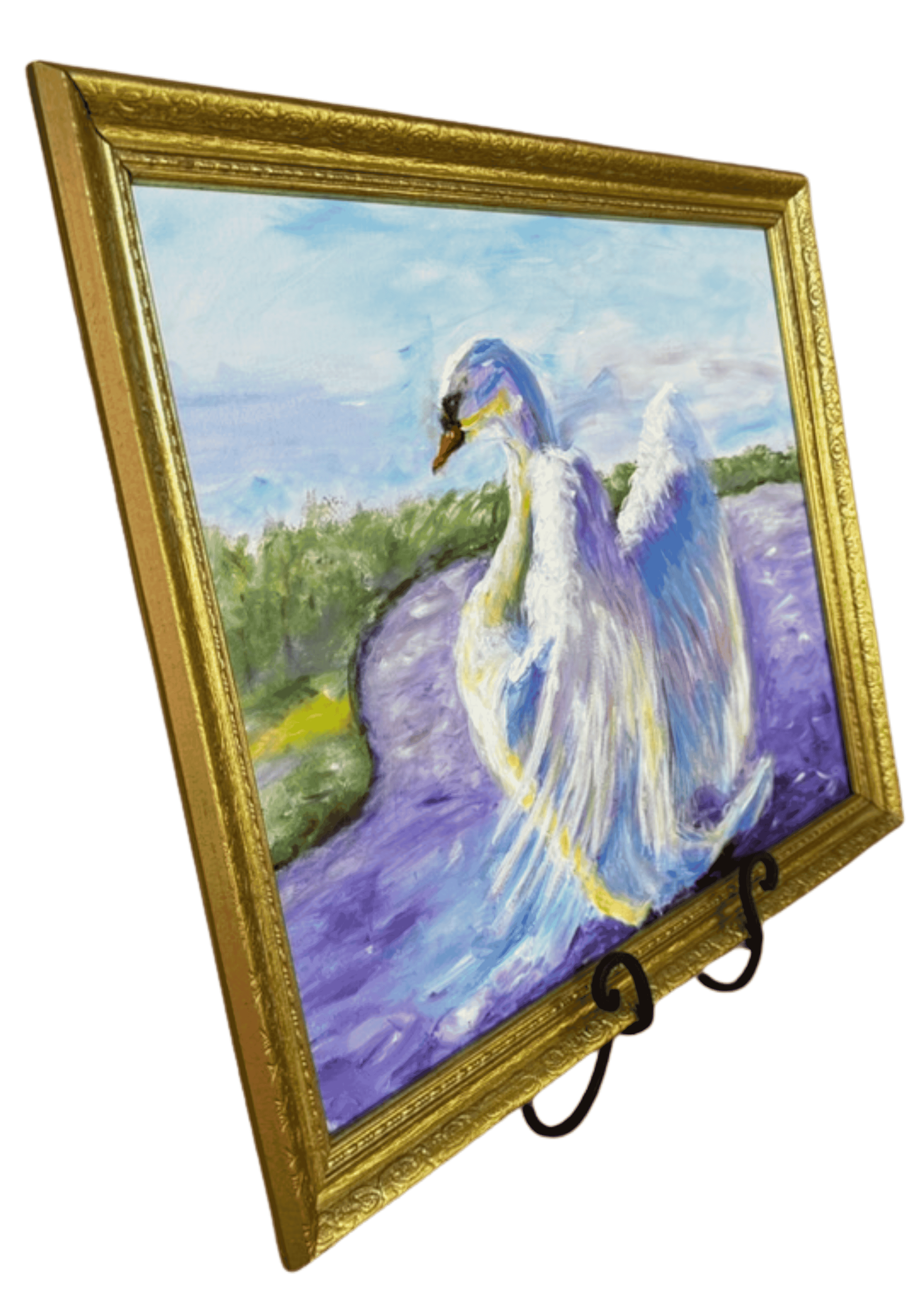 Original Art Swan Bathing in River.png