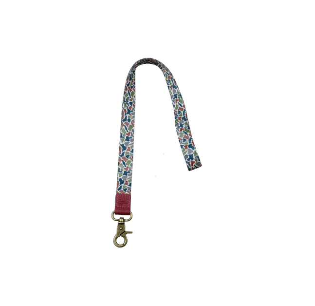 Scent South duck camo neck lanyard with embossed leather logo and metal clasp, rugged key holder for outdoor and daily carry