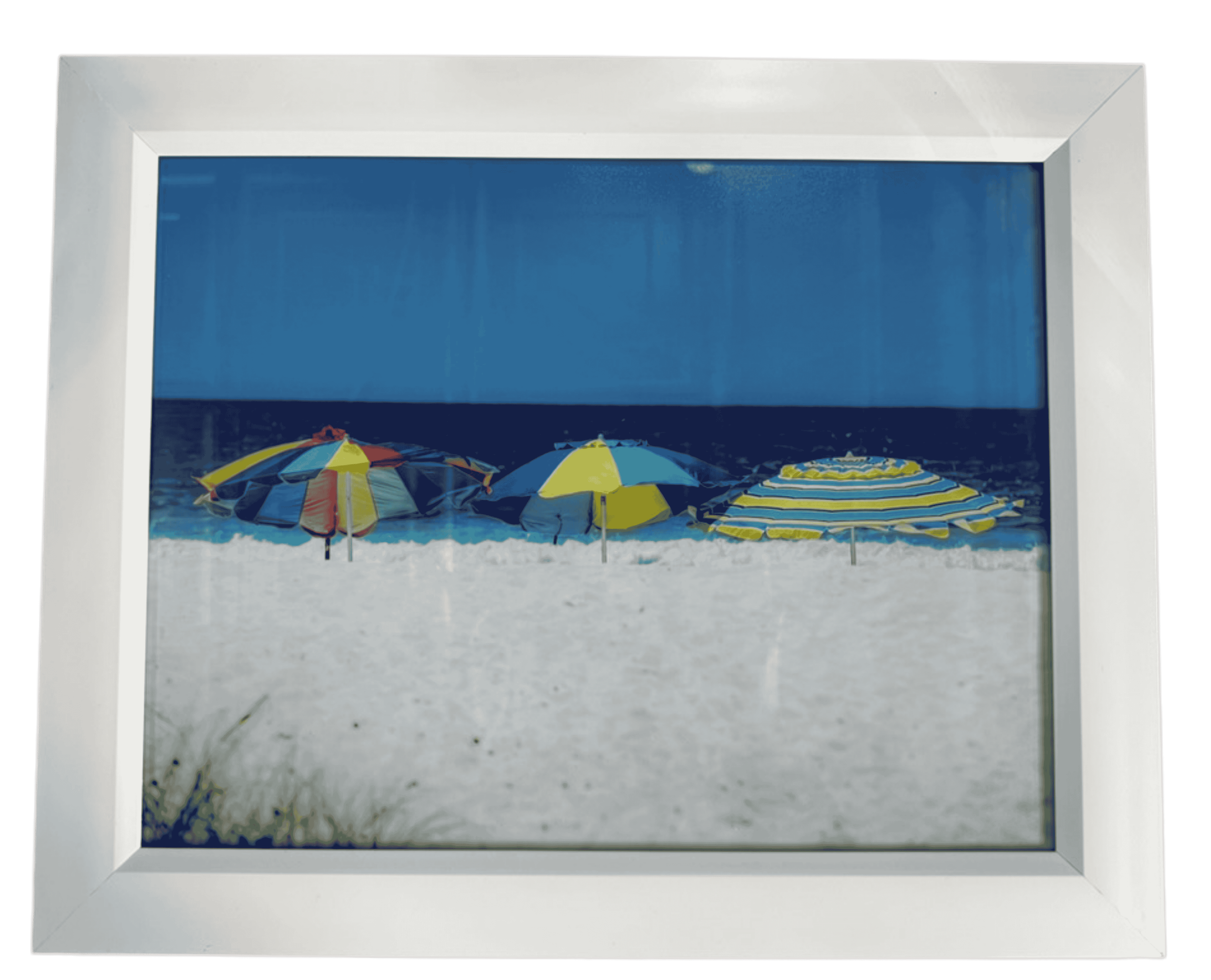 Framed Beach Umbrella Photography Print