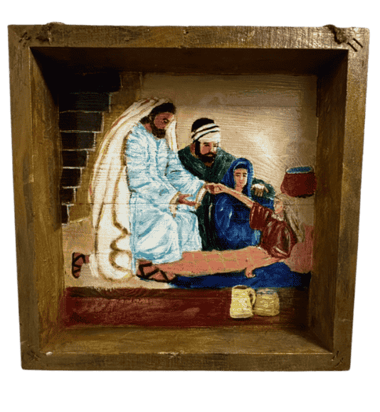 Jesus Healing Shadow Box — Acrylic Painting by Beverly Lafleur