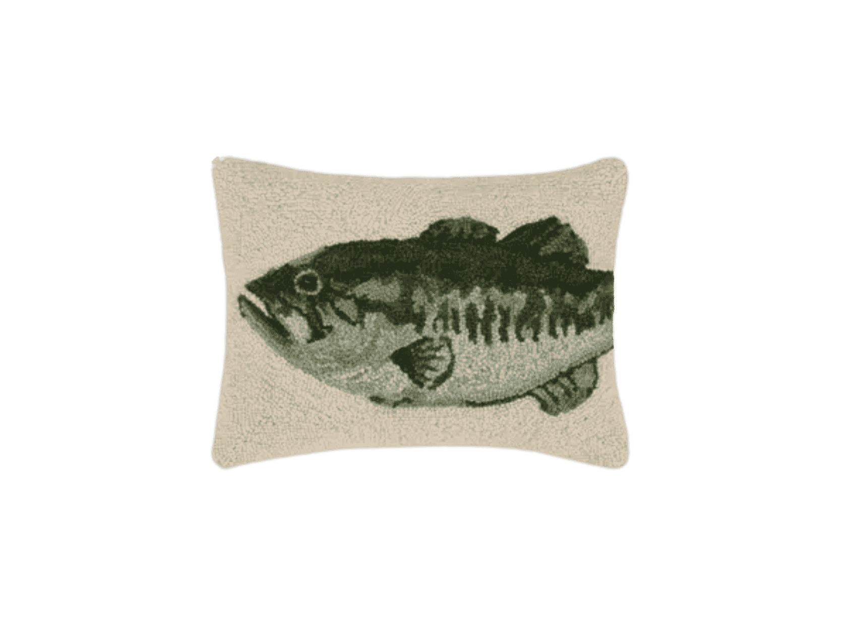 Largemouth Bass Hooked Wool Throw Pillow — Peking Handicrafts