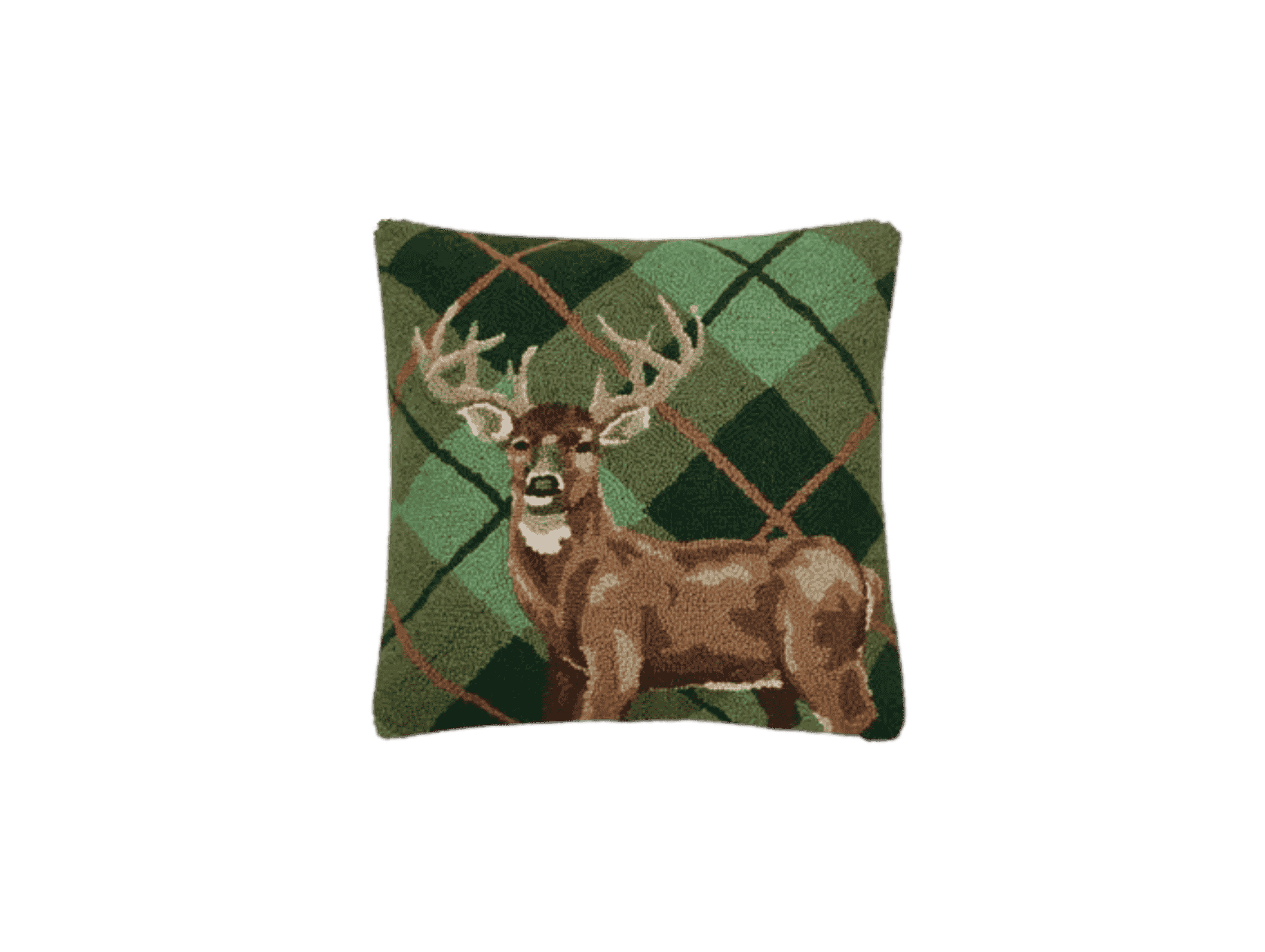 Whitetail Deer Hooked Wool Throw Pillow — Peking Handicrafts