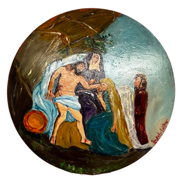Jesus Baptism Round Plaque — Acrylic Painting by Beverly Lafleur