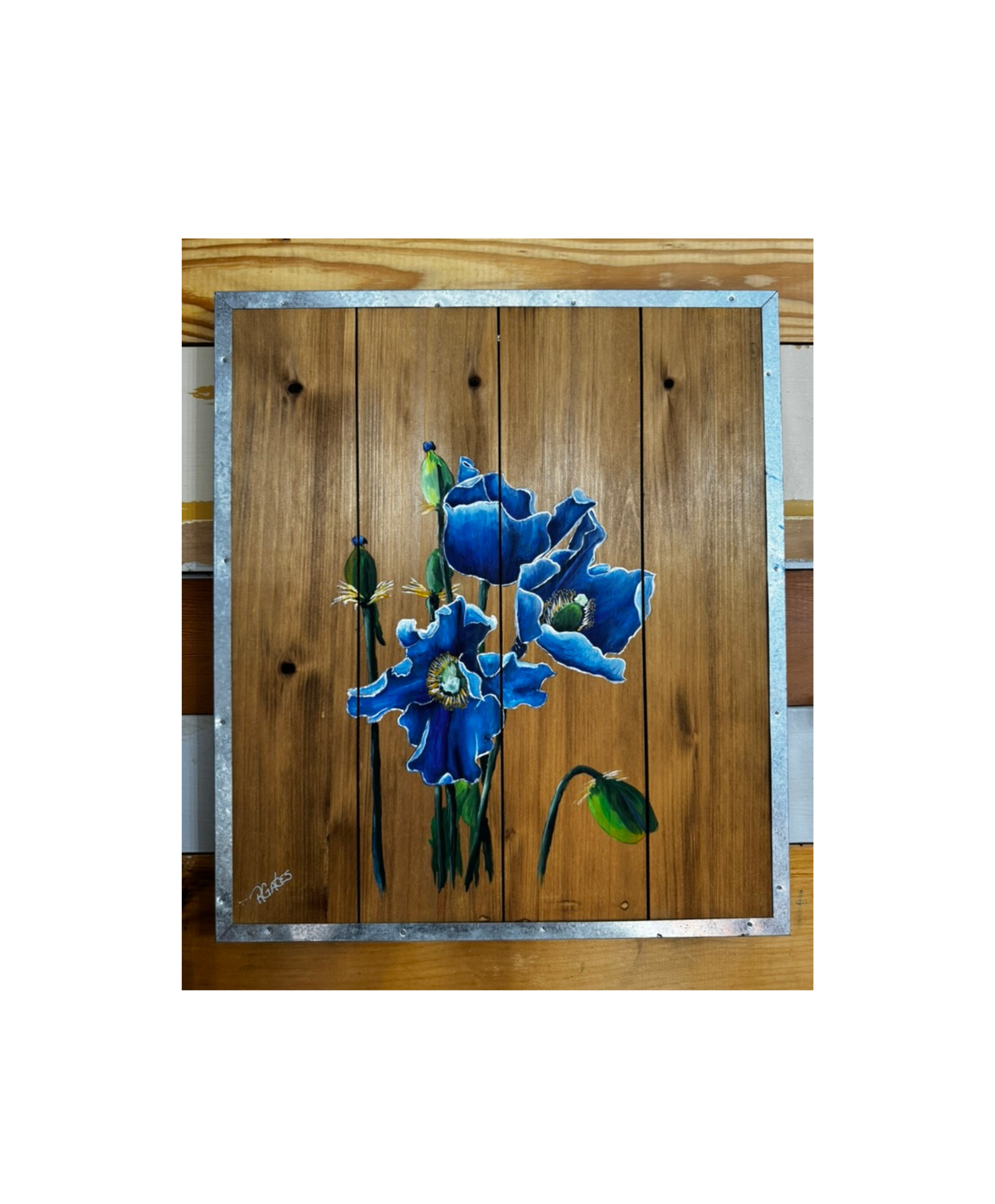 Blue Iris Painting — Original Acrylic by R. Gates
