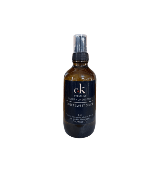 CK Candle Co premium room and linen spray in amber glass bottle, 4 oz. Sweet Sweet Grace