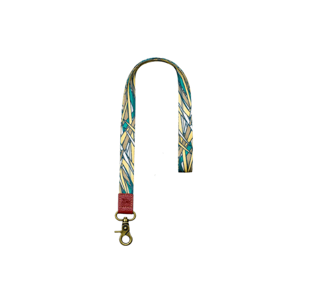 Scent South Shadowgrass camo neck lanyard with leather logo patch and metal clasp, durable key and badge holder for hunting and everyday use