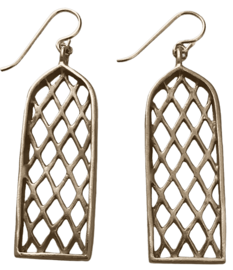 MIMOSA Old State Capitol stained glass window earrings inspired by Baton Rouge Gothic architecture.