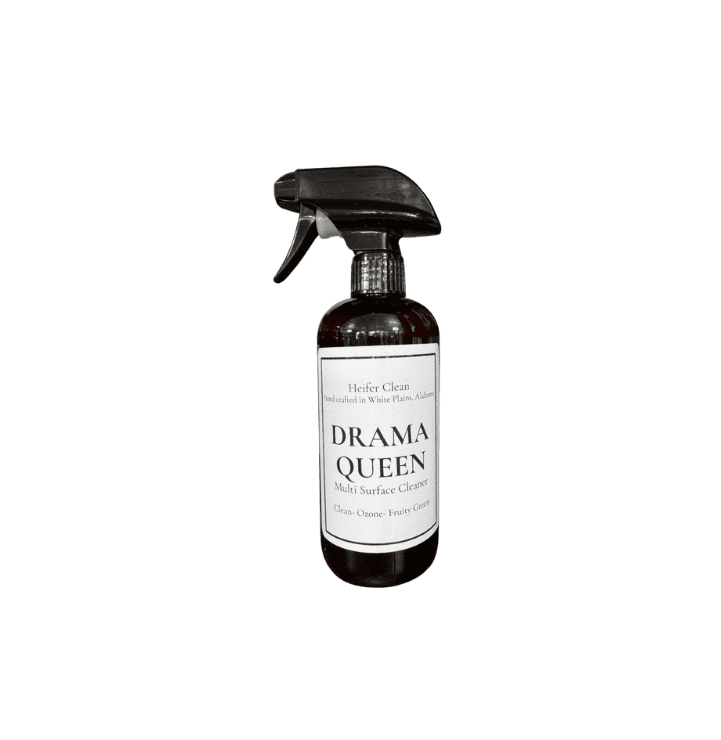 Heifer Clean Drama Queen multi surface cleaner with clean ozone fruity green fragrance.