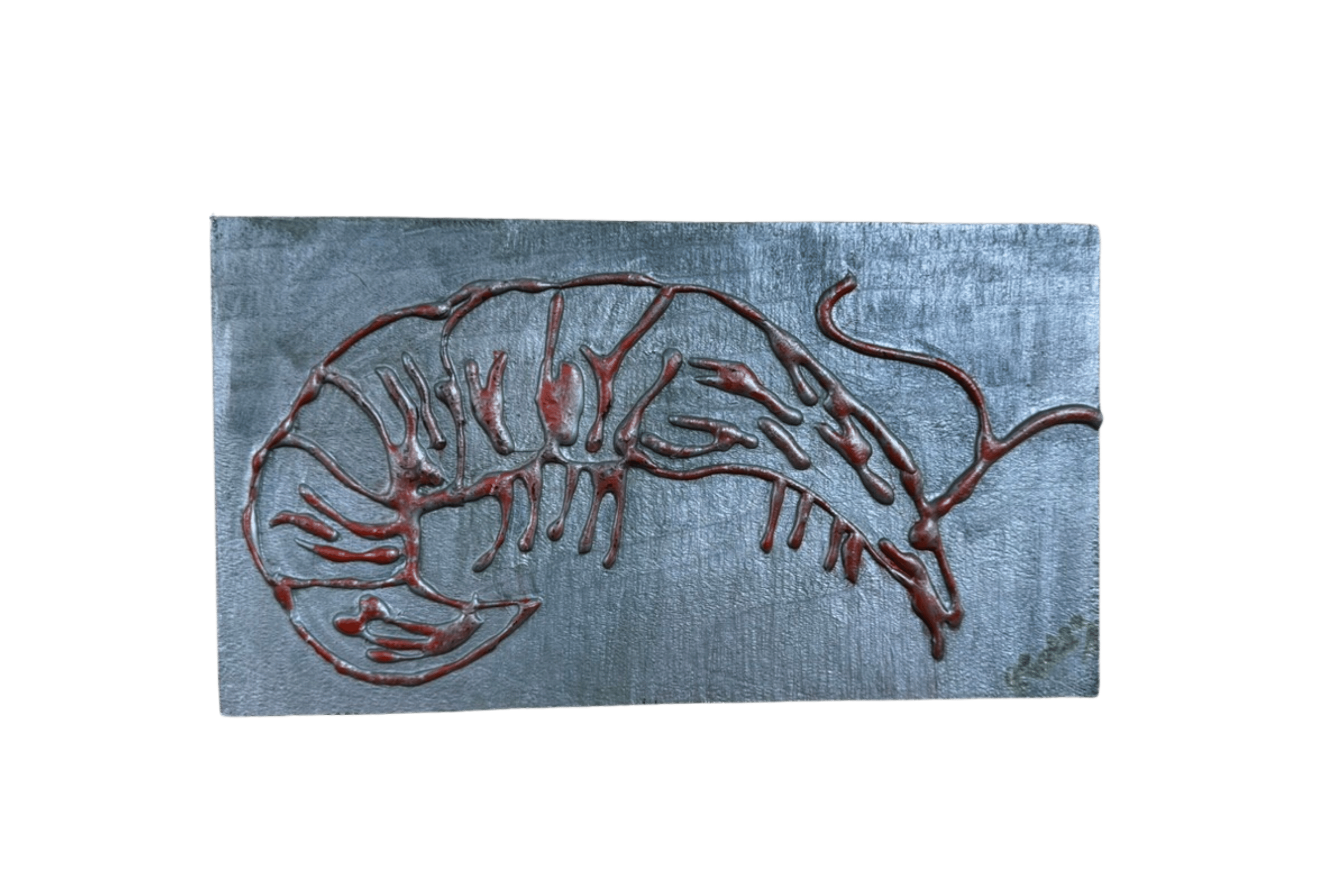 Rustic Raised Shrimp Outline Art — Original Mixed Media by R. Gates