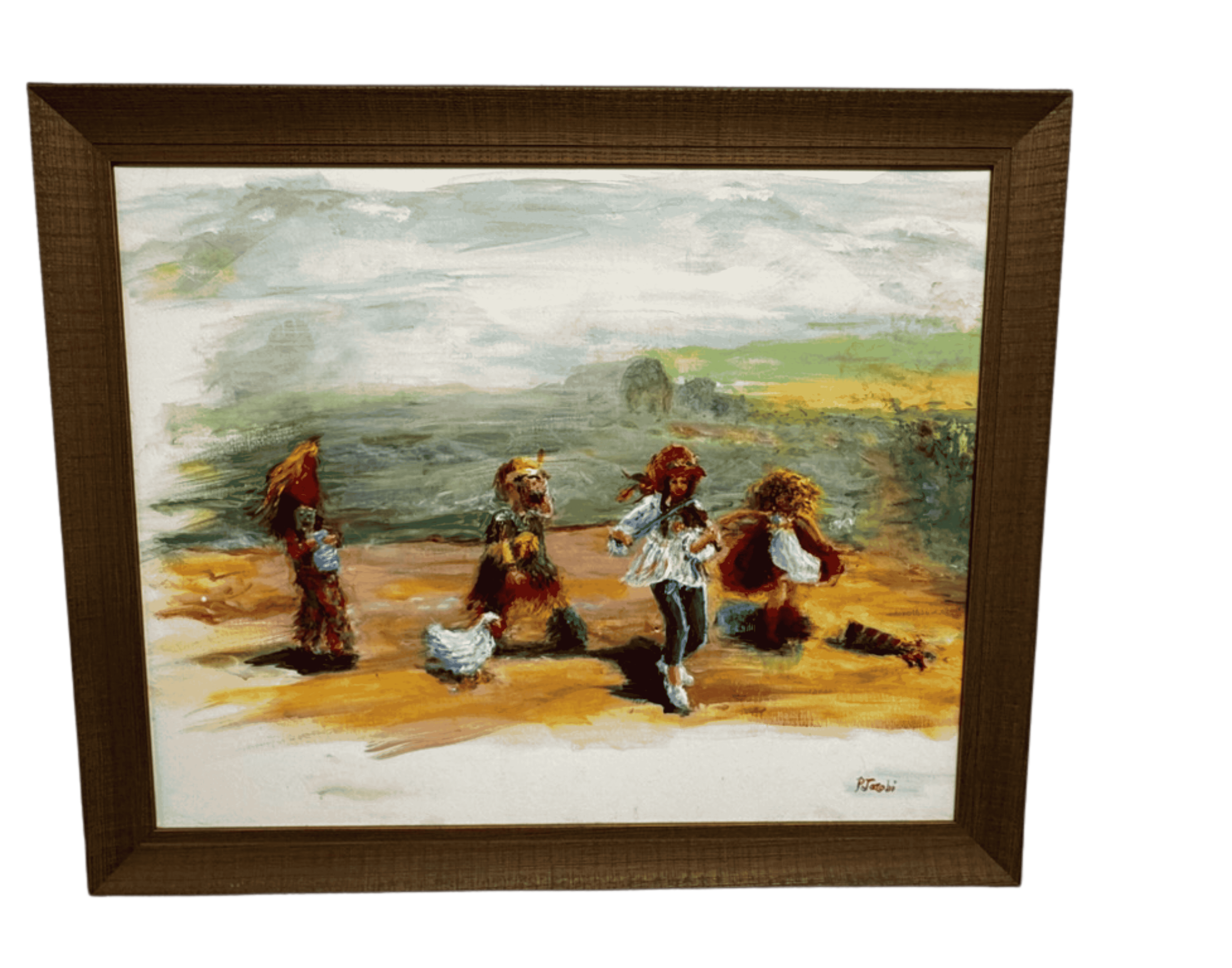 P. Jacobi Original Painting — Mardi Gras Runners with Chicken
