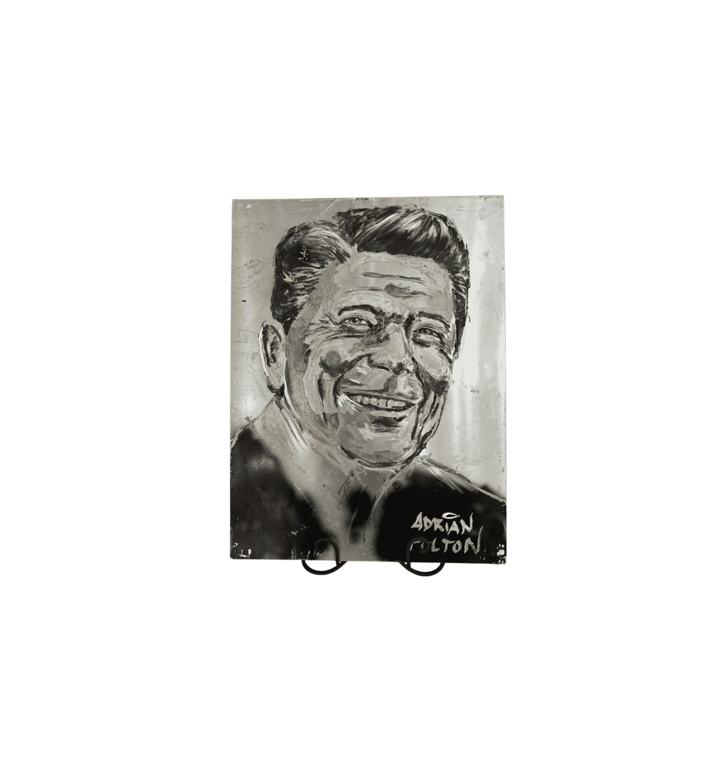 Adrian Fulton Hand-Engraved Ronald Reagan Portrait on Aluminum