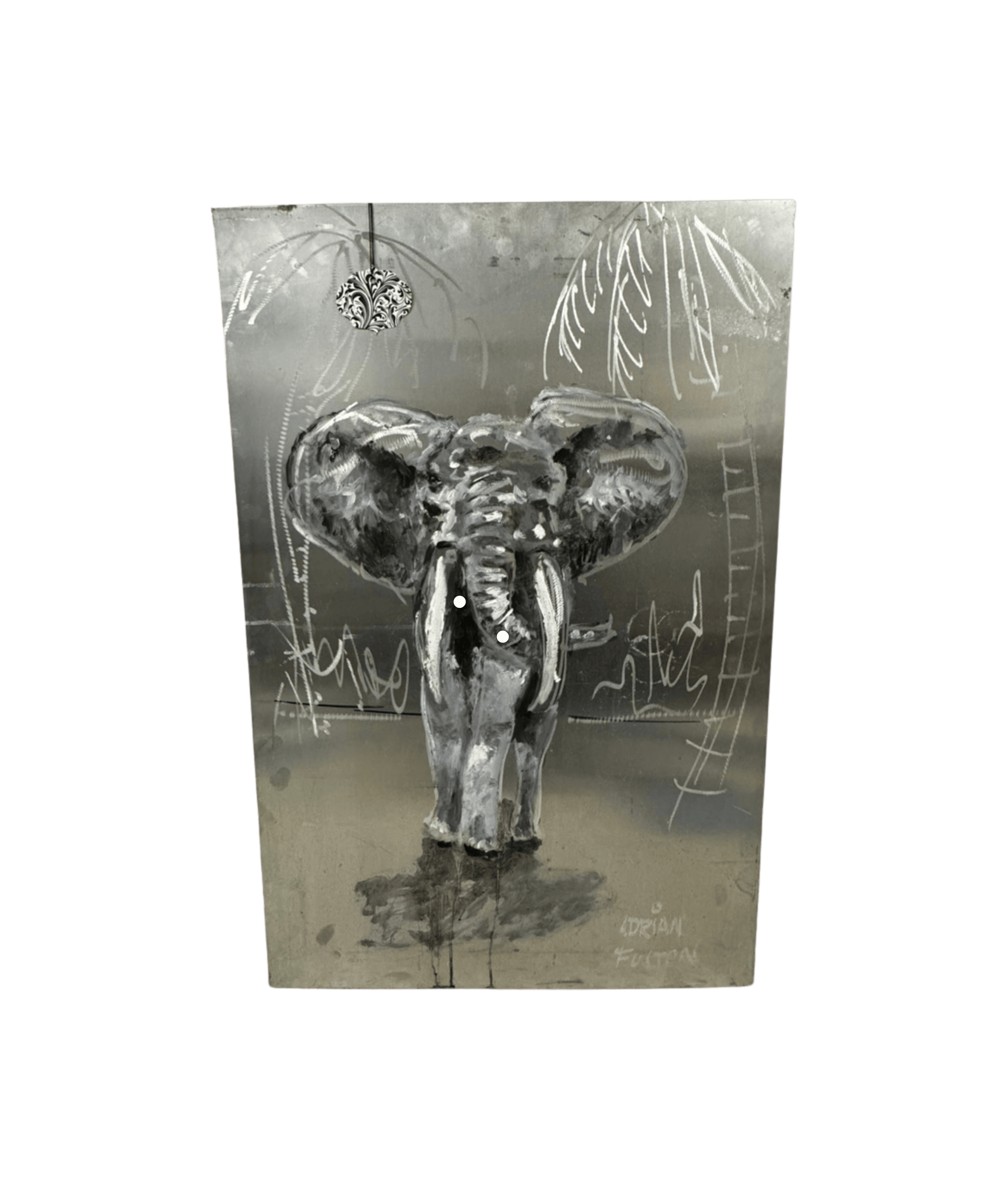 Adrian Fulton Hand-Engraved Elephant Portrait on Aluminum