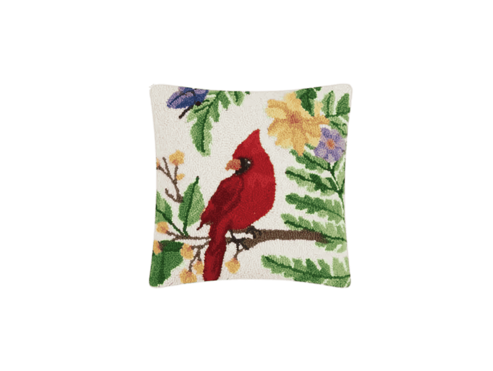 Cardinal Hooked Wool Throw Pillow — Peking Handicrafts