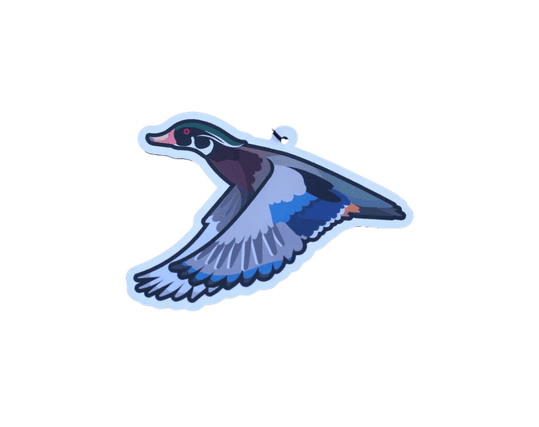 Wood duck Scent South air freshener with colorful flying duck design, Winter Ice scent, fresh clean fragrance for car, truck, or hunting gear