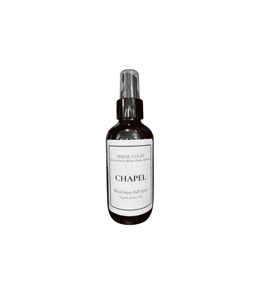 Chapel — Heifer Clean Chapel wool dryer ball spray with bergamot jasmine rose fragrance.