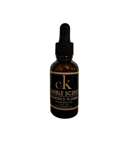 Grandpas Flannel Tumble Scent by CK Candle Company, spicy bergamot with rich mahogany wood, jasmine and soft musk for a warm masculine scent