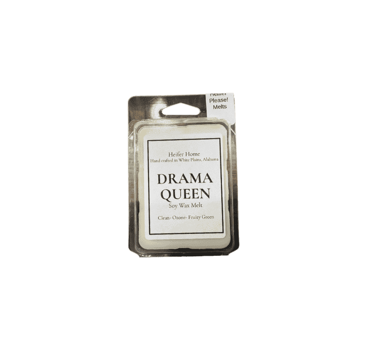 Drama Queen — Heifer Home Drama Queen soy wax melts with clean ozone fruity green fragrance.
