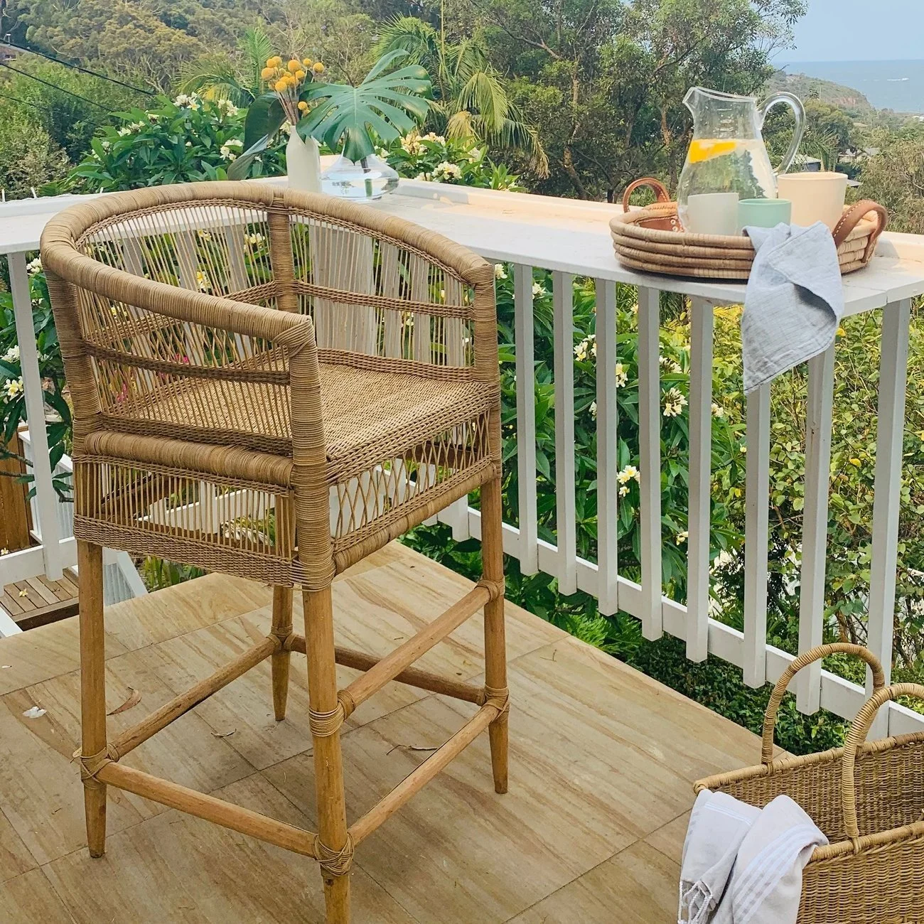 Hawthorne - Malawi Cane Stool (Natural) - 71cm