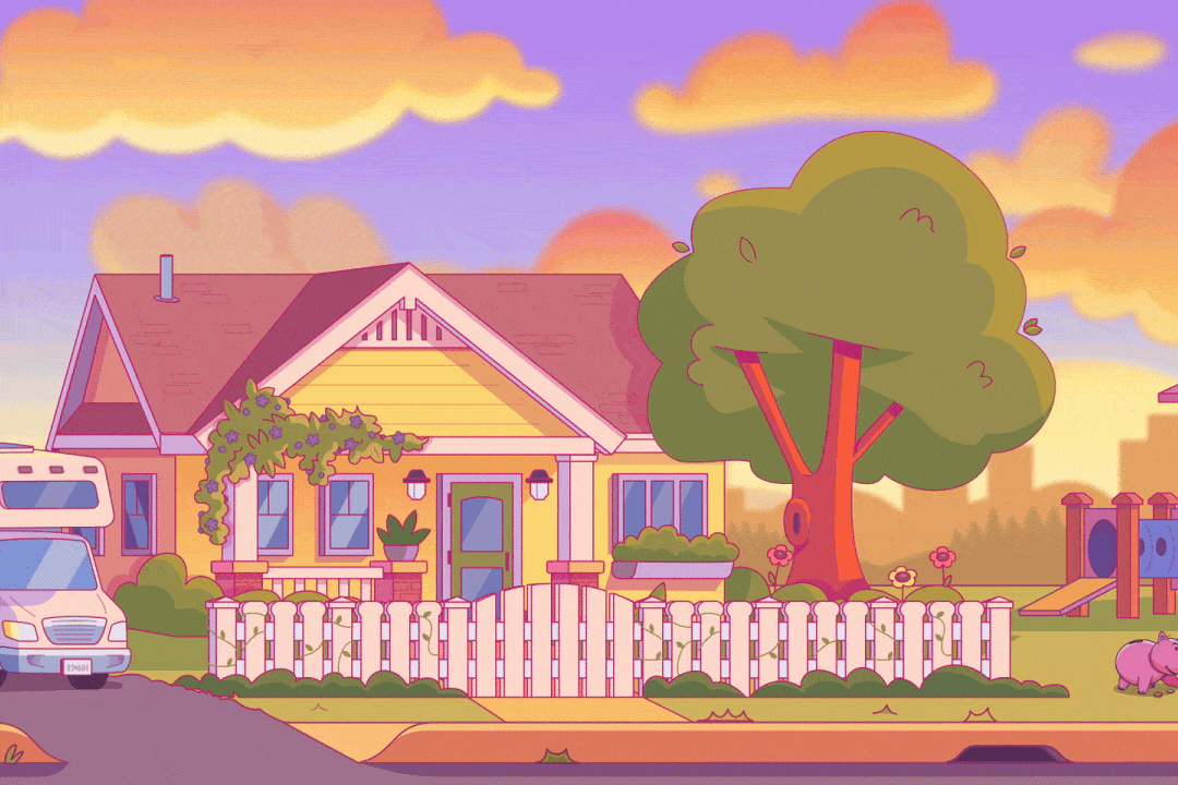 Animated Neighborhood Pixar Scene